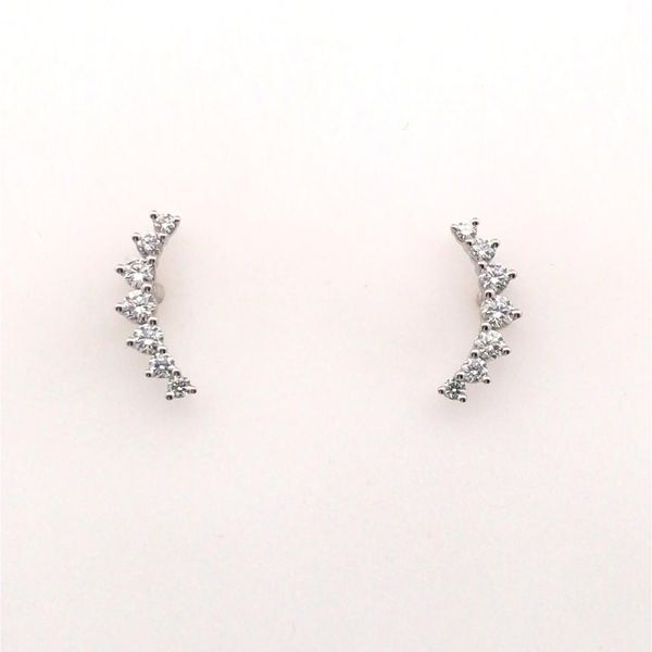 Half-Moon Diamond Stud Earrings JWR Jewelers Athens, GA