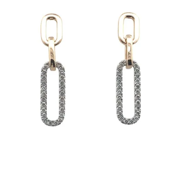 Two-Tone Gold Dangle Paperclip Diamond Earrings JWR Jewelers Athens, GA
