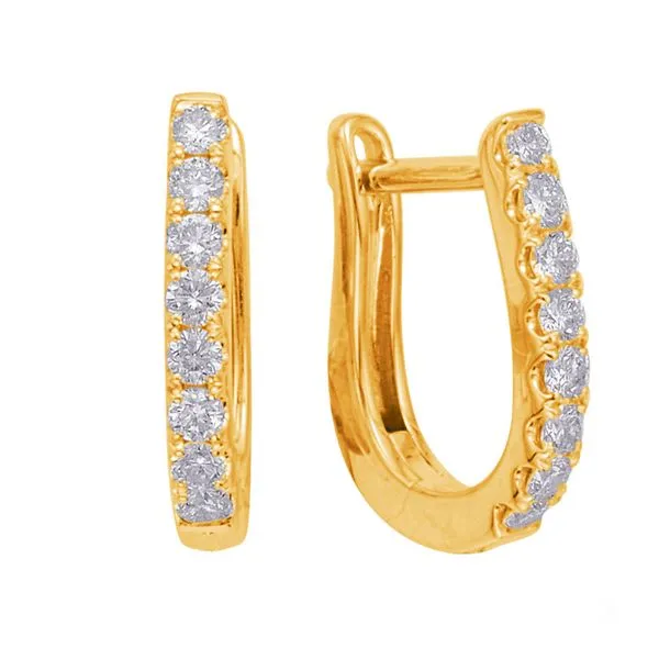 14K Yellow Gold Diamond Hoop Earrings. JWR Jewelers Athens, GA