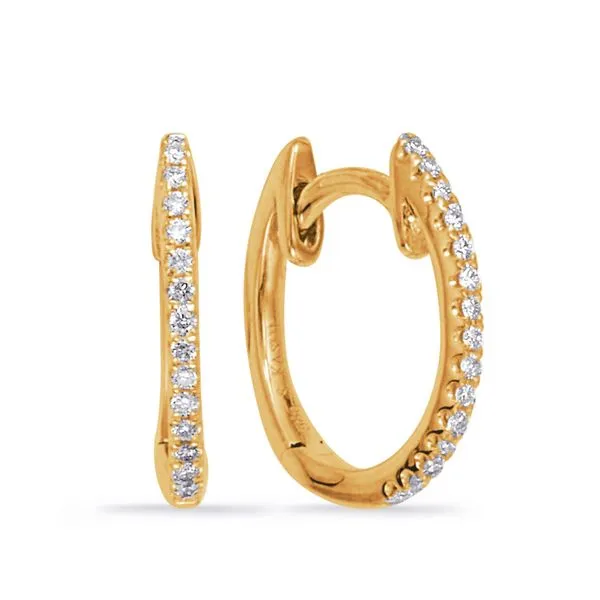 14K Yellow Gold Diamond Hoop Earrings JWR Jewelers Athens, GA