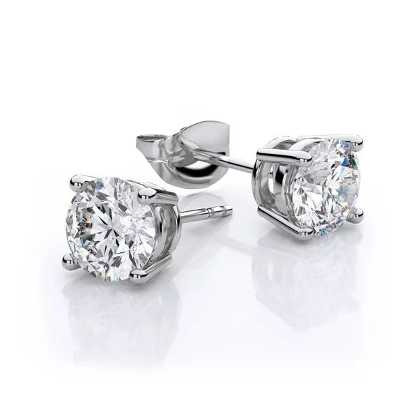 14K White Gold Diamond Solitaire Earrings with a Total Weight of 0.50 carats. JWR Jewelers Athens, GA