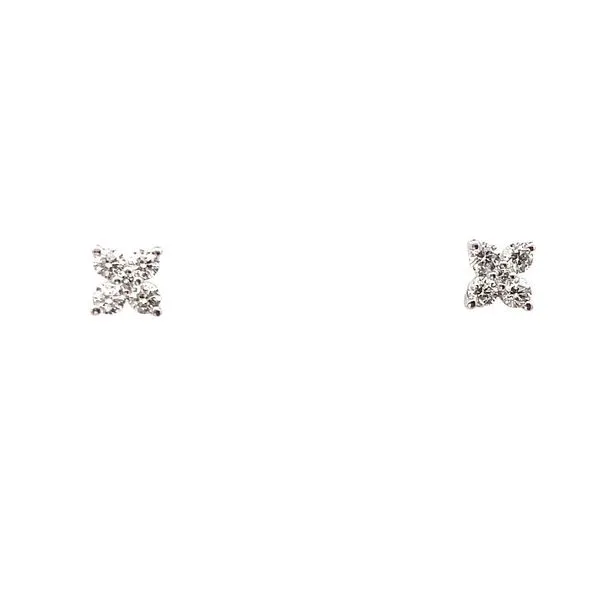 14K White Gold Ten Diamond Cluster Earrings with Five Round Diamonds in Each Earring. JWR Jewelers Athens, GA