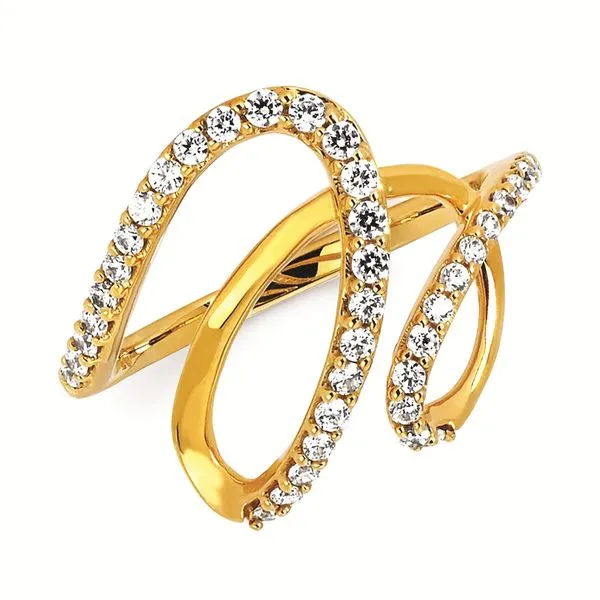 14K Yellow Gold Diamond Fashion Ring with Three Swirls and Thirty-Two Round Accent Diamonds, 0.40 cara JWR Jewelers Athens, GA