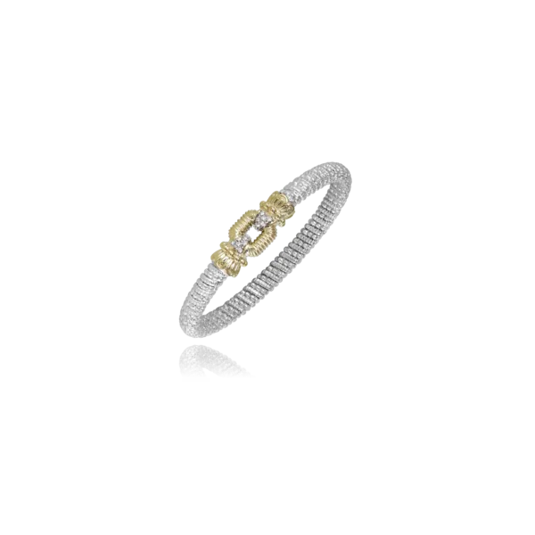 Sterling Silver and 14K Yellow Gold Diamond Vahan Bangle Bracelet that is 6.0 millimeters wide JWR Jewelers Athens, GA