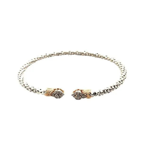 Sterling Silver and 14K Yellow Gold Open Diamond Vahan Cuff Bangle Bracelet. JWR Jewelers Athens, GA