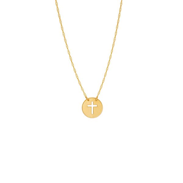 Yellow Gold Necklace with Cut-Out Cross JWR Jewelers Athens, GA