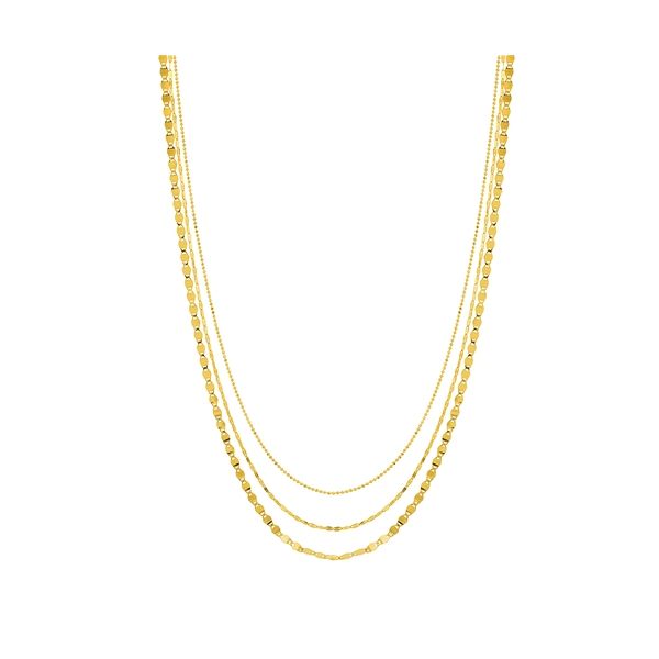 Yellow Gold Three Strand Multi-Texture Necklace JWR Jewelers Athens, GA