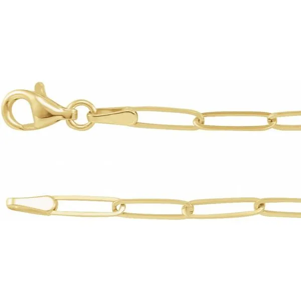 14K Yellow Gold Eighteen Inch Paperclip Necklace that is 2.6 millimeters in width. JWR Jewelers Athens, GA
