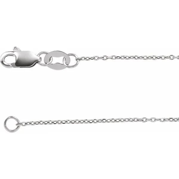 14K White Gold Eighteen Inch Cable Chain that is 1.0 millimeters in width. JWR Jewelers Athens, GA