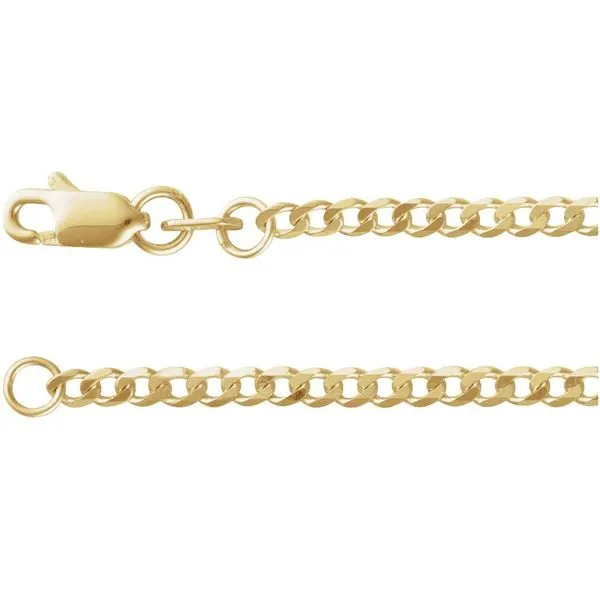 14K Yellow Gold Eighteen Inch Curb Chain that is 1.95 millimeters in width. JWR Jewelers Athens, GA