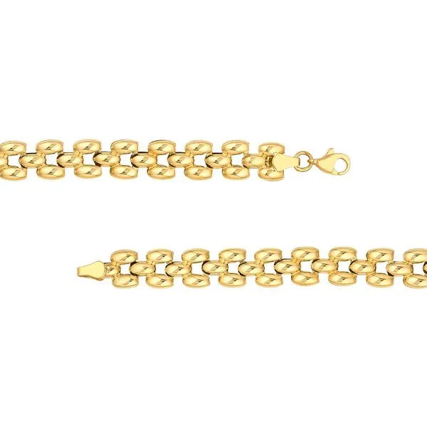 14K Yellow Gold 7.25 inch Three Row Link Bracelet JWR Jewelers Athens, GA