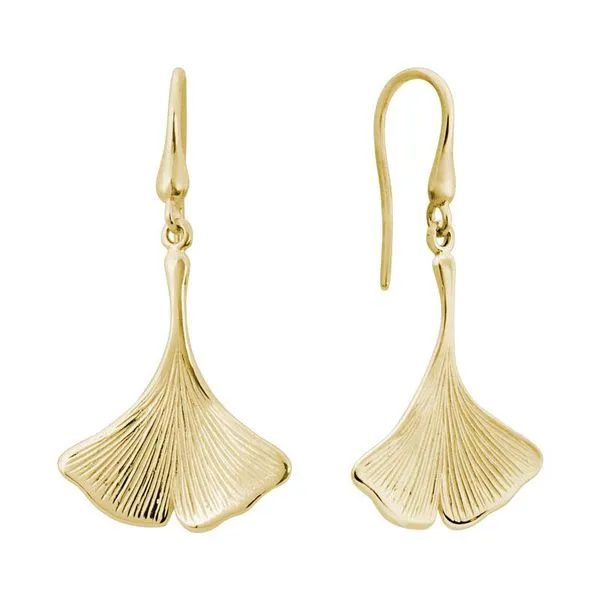 Yellow Gold Gingko Leaf Earrings JWR Jewelers Athens, GA
