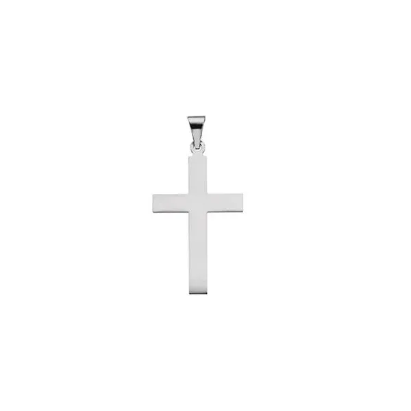 14K White Gold Plain Cross Pendant -- 28 x 18mm JWR Jewelers Athens, GA