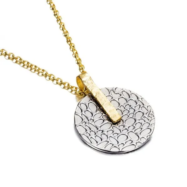 Silver Textured Disc Necklace JWR Jewelers Athens, GA