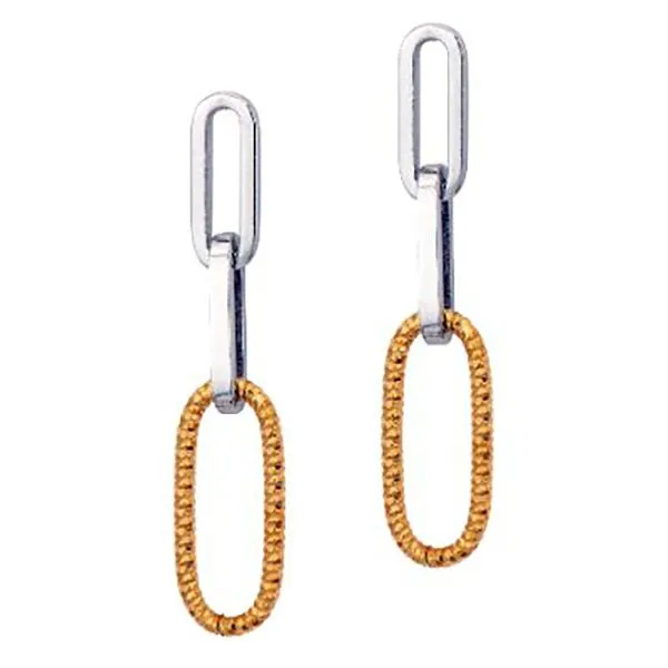 Silver Two-Tone Paperclip Drop Earrings JWR Jewelers Athens, GA