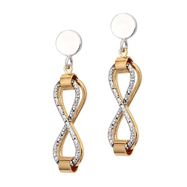 Silver Two-Tone Infinity Link Dangle Earrings JWR Jewelers Athens, GA