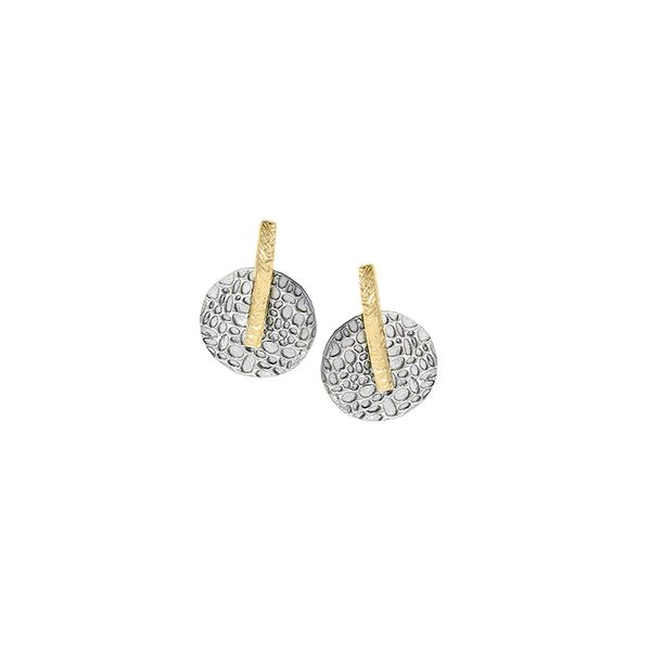 Two-Tone Earrings with a Disc Design JWR Jewelers Athens, GA