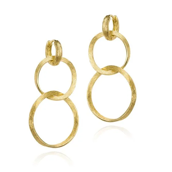Yellow Hoop Earrings with Three Ring Dangle JWR Jewelers Athens, GA