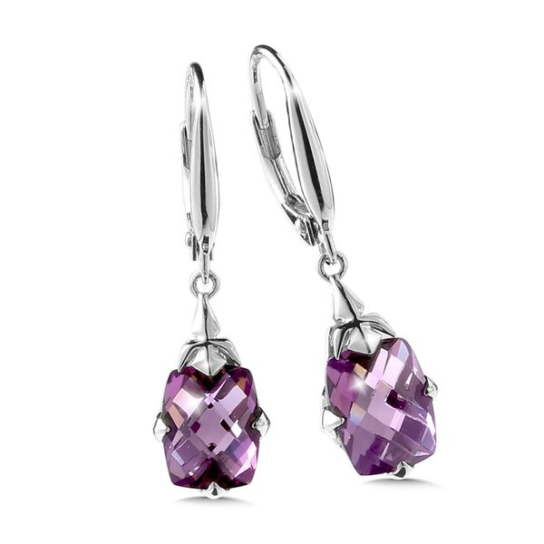 Sterling Silver Earrings with Dangle Amethyst Stones JWR Jewelers Athens, GA