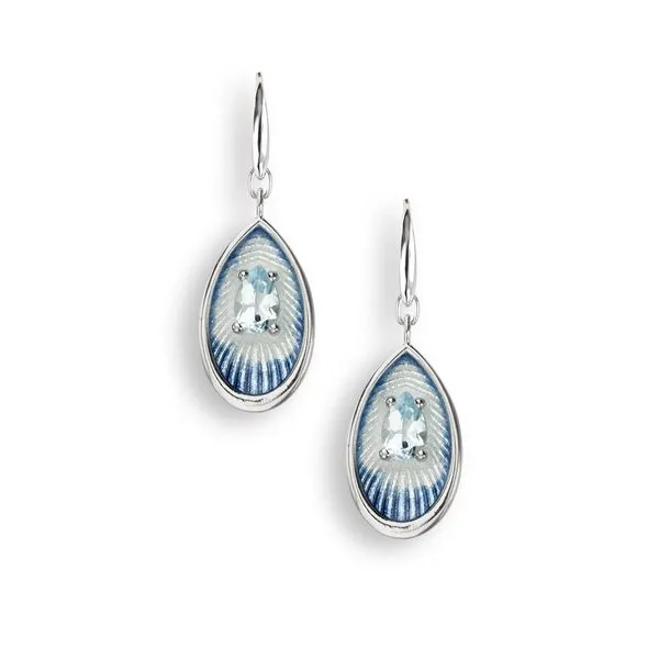 Silver Pear Shaped Enameled Dangle Earrings JWR Jewelers Athens, GA