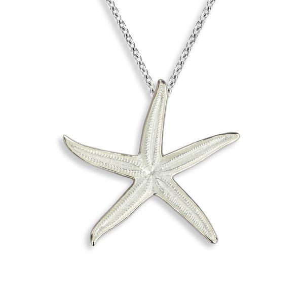 Silver White Enameled Starfish Necklace JWR Jewelers Athens, GA