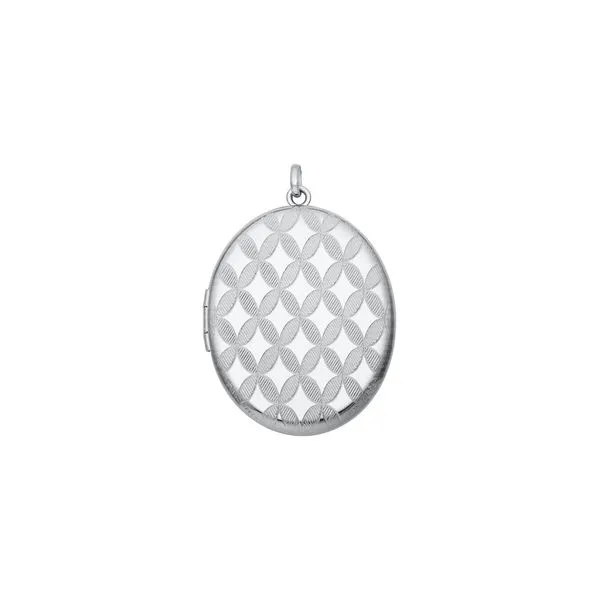 Sterling Silver Eighteen Inch Chain with a Large Oval Engraved Locket JWR Jewelers Athens, GA