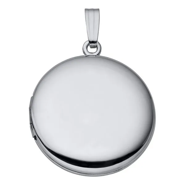 Sterling Silver Round 23MM Plain Polished Locket with 20