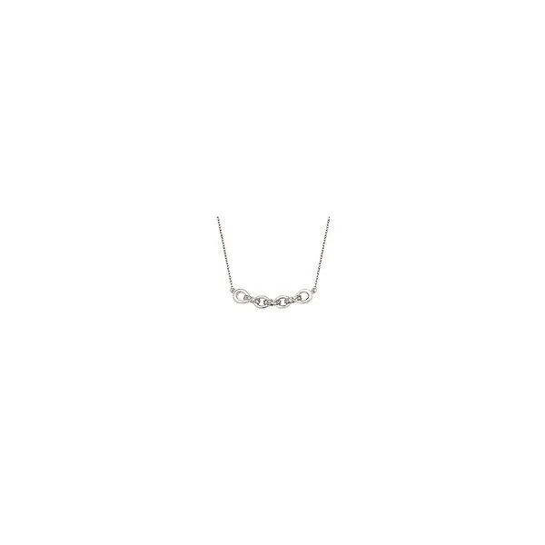 Sterling Silver Eighteen Inch Necklace with an Oval Link Centerpiece containing Twelve Round Diamonds JWR Jewelers Athens, GA