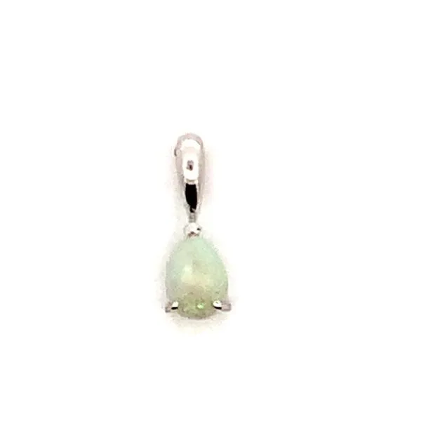 Sterling Silver Pendant with a 7 x 5 millimeter Pear Shaped Opal. JWR Jewelers Athens, GA