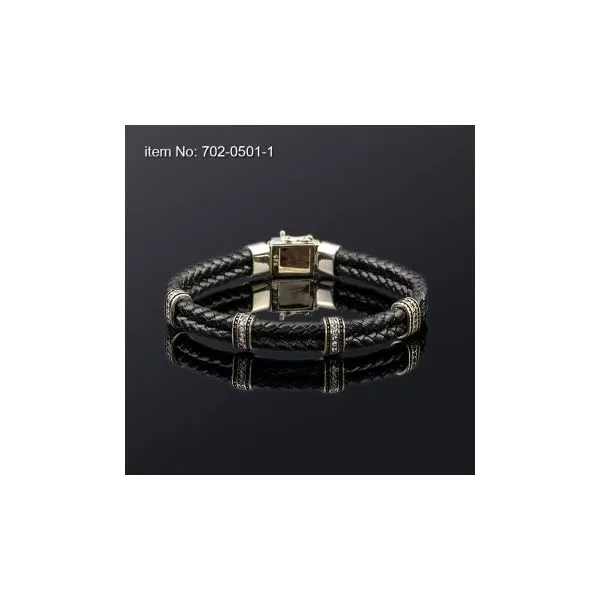 Silver Black Leather Bracelet JWR Jewelers Athens, GA