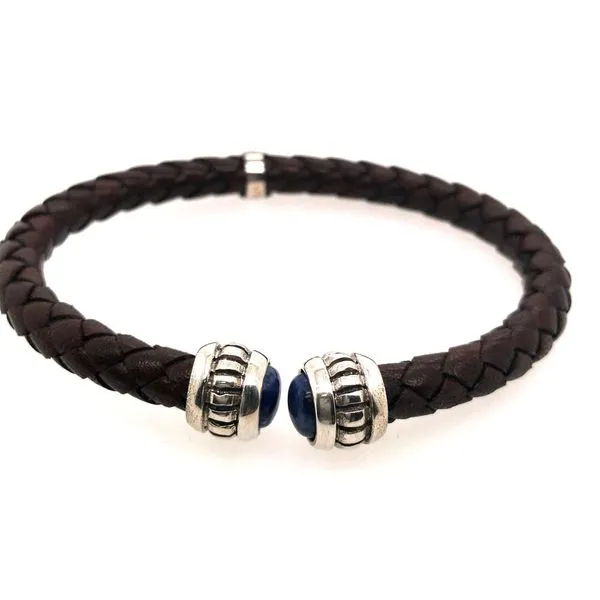 Silver Dark Brown Leather Bracelet JWR Jewelers Athens, GA