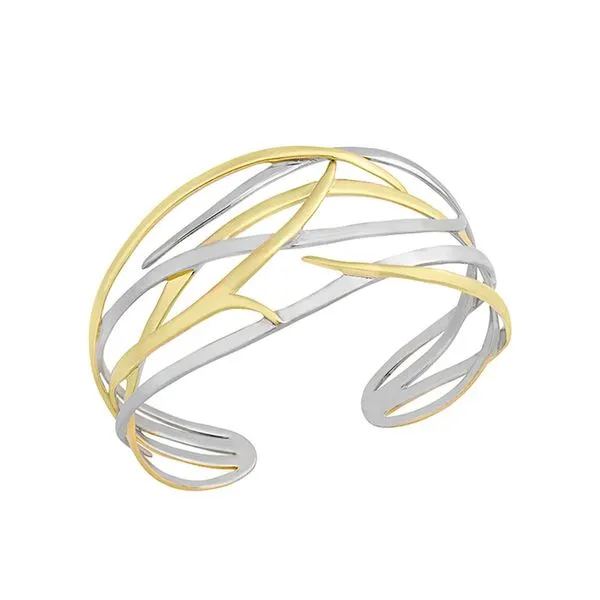 Two-Tone Sterling Silver Cuff Bracelet with an Overlapping Multi-Strand Design JWR Jewelers Athens, GA