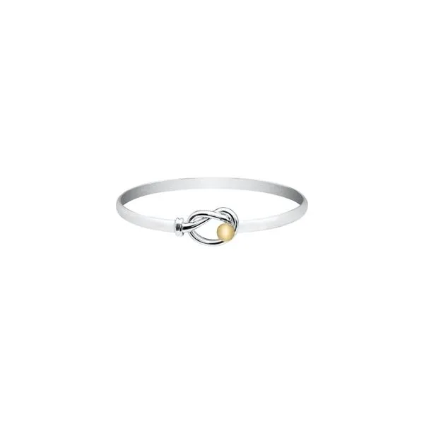 Sterling Silver and 14K Yellow Gold Love Knot and Bead Flat Bangle Bracelet JWR Jewelers Athens, GA