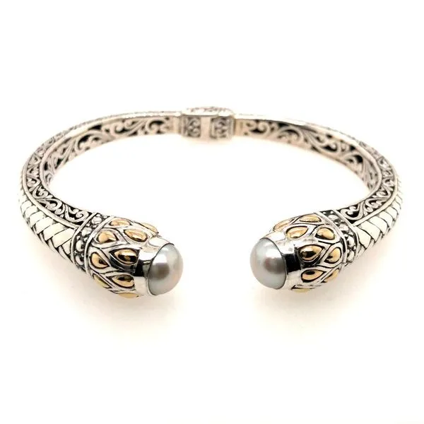 Silver and 18K Gold Pearl Cuff Bracelet JWR Jewelers Athens, GA