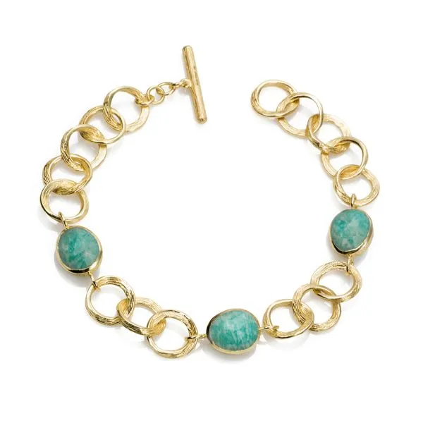 Yellow Toggle Bracelet with Three Amazonite Stones JWR Jewelers Athens, GA