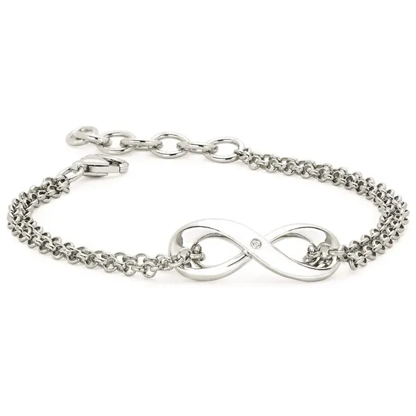 Sterling Silver Double Strand Braclet with an Infiniti Centerpiece JWR Jewelers Athens, GA