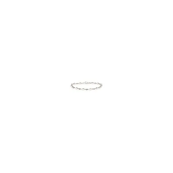 Sterling Silver Seven Inch Bracelet with Round and Diamond Shaped Links JWR Jewelers Athens, GA