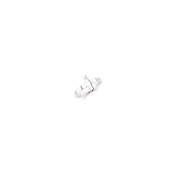 Sterling Silver Sideways Cross Rings with One Round Diamond weighing .01 carats. JWR Jewelers Athens, GA