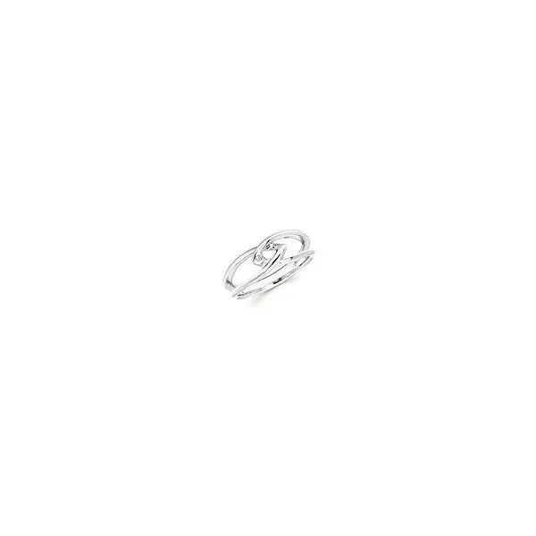 Sterling Silver Ring with an Interlocking Design containing a Single Round Diamond JWR Jewelers Athens, GA