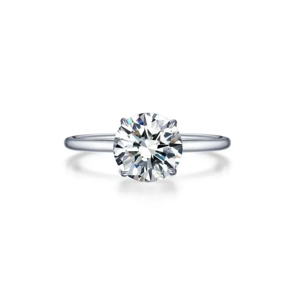 Sterling Silver Solitaire Ring with a Round Simulated Diamond weighing 2.0 carats, JWR Jewelers Athens, GA