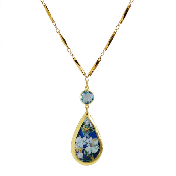 Yellow Necklace with Blue Topaz JWR Jewelers Athens, GA