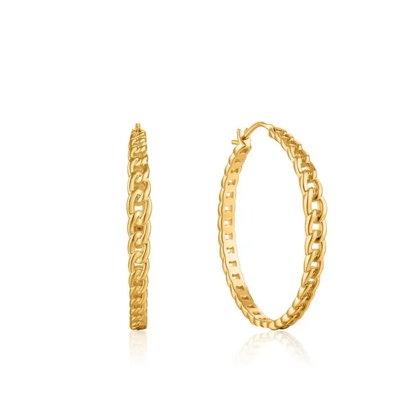 Yellow Curb Link Hoop Earrings JWR Jewelers Athens, GA