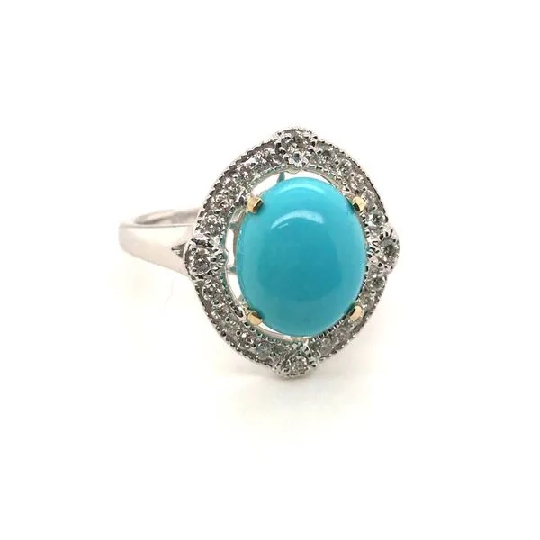 White Gold Turquoise and Diamond Ring JWR Jewelers Athens, GA