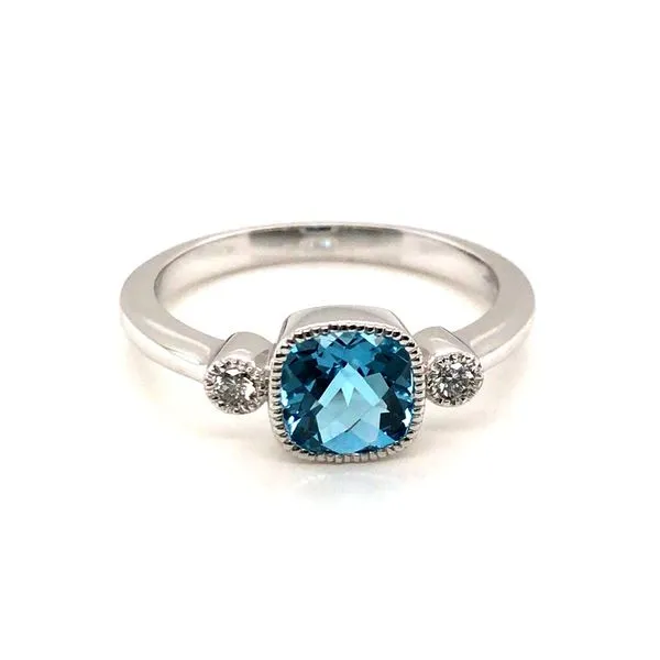 White Gold Blue Topaz and Diamond Ring JWR Jewelers Athens, GA