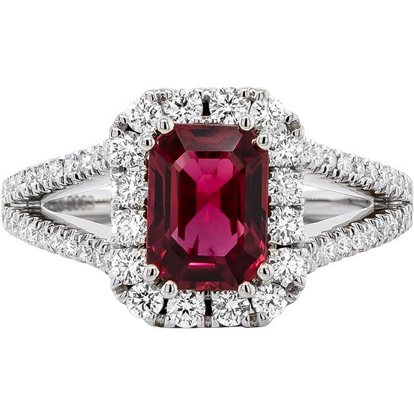 Vintage 1.50 Carat Ruby and Diamond Engagement Ring in White Gold for Women  - JeenJewels