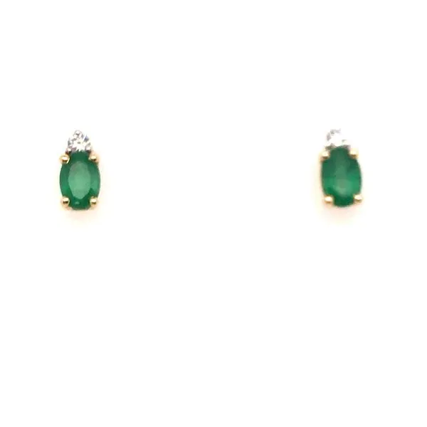 Yellow Gold Emerald and Diamond Earrings JWR Jewelers Athens, GA