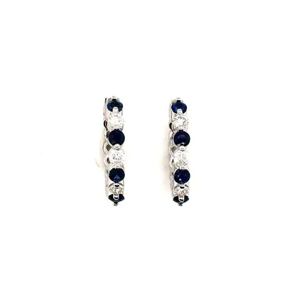 White Gold Sapphire and Diamond Hoop Earrings JWR Jewelers Athens, GA