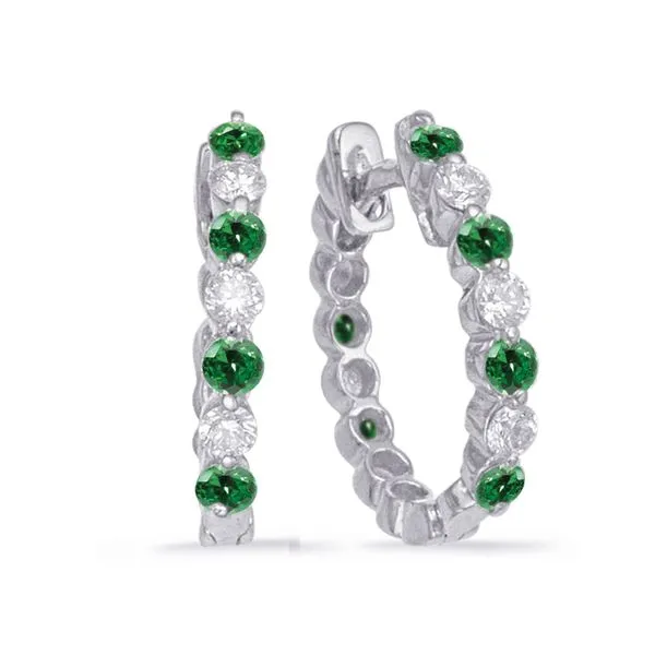 Emerald and Diamond Hoops JWR Jewelers Athens, GA