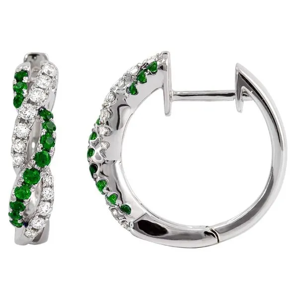 Emerald and Diamond Hoop Earrings JWR Jewelers Athens, GA