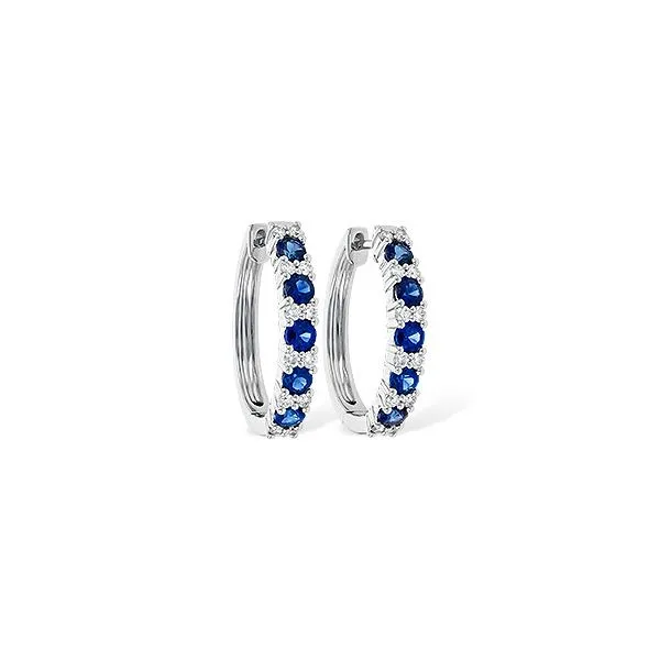Sapphire and Diamond Hoop Earrings JWR Jewelers Athens, GA